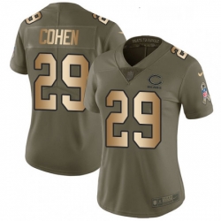 Womens Nike Chicago Bears 29 Tarik Cohen Limited OliveGold Salute to Service NFL Jersey