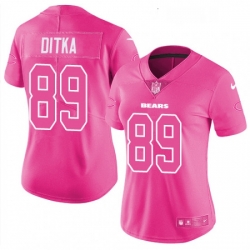 Womens Nike Chicago Bears 89 Mike Ditka Limited Pink Rush Fashion NFL Jersey