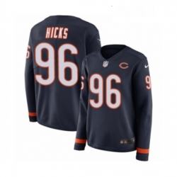 Womens Nike Chicago Bears 96 Akiem Hicks Limited Navy Blue Therma Long Sleeve NFL Jersey