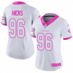 Womens Nike Chicago Bears 96 Akiem Hicks Limited WhitePink Rush Fashion NFL Jersey