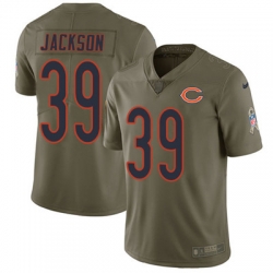 Youth Nike Bears #39 Eddie Jackson Olive Stitched NFL Limited 2017 Salute to Service Jersey