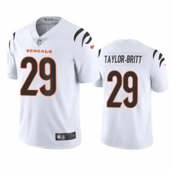 Men Cincinnati Bengals 29 Cam Taylor Britt White Vapor Limited Stitched Football Jersey