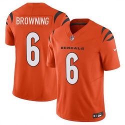 Men Cincinnati Bengals 6 Jake Browning Orange 2023 F U S E  Vapor Untouchable Limited Stitched Jersey