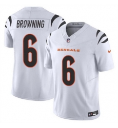 Men Cincinnati Bengals 6 Jake Browning White 2023 F U S E  Vapor Untouchable Limited Stitched Jersey