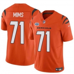 Men Cincinnati Bengals 71 Amarius Mims Orange 2024 With Dradt Patch F U S E Vapor Untouchable Limited Stitched Jersey