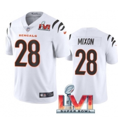 Nike Cincinati Bengals 28 Joe Mixon White 2022 Super Bowl LVI Vapor Limited Jersey