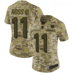 Bengals #11 John Ross III Camo Women Stitched Football Limited 2018 Salute to Service Jersey