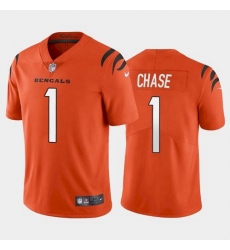 Women Cincinnati Bengals #1 Ja'Marr Chase Orange 2021 Draft Jersey