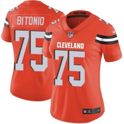 Nike Browns 75 Joel Bitonio Orange Alternate Womens Stitched NFL Vapor Untouchable Limited Jersey