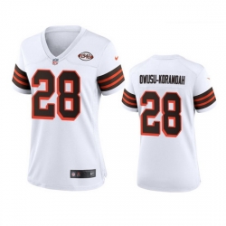 Women Cleveland Browns 28 Jeremiah Owusu Koramoah Nike 1946 Collection Alternate Game Limited NFL Jersey   White