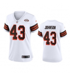 Women Cleveland Browns 43 John Johnson Nike 1946 Collection Alternate Game Limited NFL Jersey   White