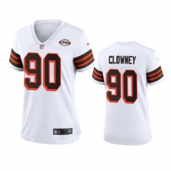 Women Cleveland Browns 90 Jadeveon Clowney Nike 1946 Collection Alternate Game Limited NFL Jersey   White