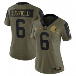 Women's Cleveland Browns Baker Mayfield Nike Olive 2021 Salute To Service Limited Player Jersey