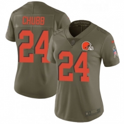 Womens Nike Cleveland Browns 24 Nick Chubb Limited Olive 2017 Salute to Service NFL Jersey