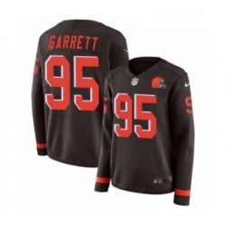 Womens Nike Cleveland Browns 95 Myles Garrett Limited Brown Therma Long Sleeve NFL Jersey