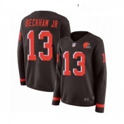 Womens Odell Beckham Jr Limited Brown Nike Jersey NFL Cleveland Browns 13 Therma Long Sleeve