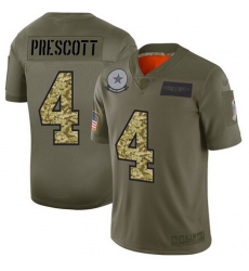 Cowboys 4 Dak Prescott Olive Camo Men Stitched Football Limited 2019 Salute To Service Jersey