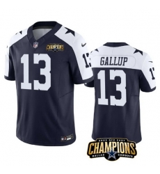 Men Dallas Cowboys 13 Michael Gallup Navy White 2023 F U S E  NFC East Champions Patch Stitched Football Jersey