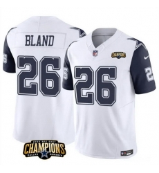 Men Dallas Cowboys 26 DaRon Bland White Navy 2023 F U S E  NFC East Champions Patch Stitched Football Jersey