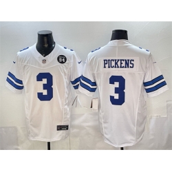 Men Dallas Cowboys 3 George pickens Navy F U S E  94 Marshawn Kneeland Memorial Patch Vapor Limited Stitched Football Jersey