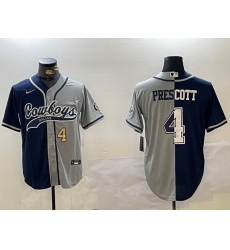 Men Dallas Cowboys 4 grey Team With Patch Cool Base Stitched Baseball Jersey 6