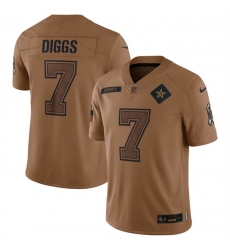 Men Dallas Cowboys 7 Trevon Diggs 2023 Brown Salute To Service Limited Stitched Football Jersey