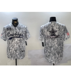 Men Dallas Cowboys Team Big Logo 2024 Arctic Camo Salute To Service Stitched Baseball Jersey 2