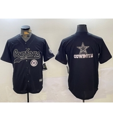 Men Dallas Cowboys Team Big Logo Black With Patch Cool Base Stitched Baseball Jersey 15