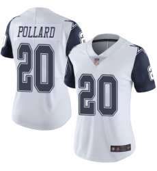 Women Cowboys 20 Tony Pollard White Stitched Football Limited Rush Jersey