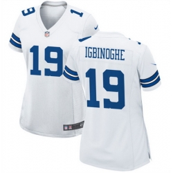 Women Dallas Cowboys 19 Noah Igbinoghene White Stitched Football Jersey  Run Small