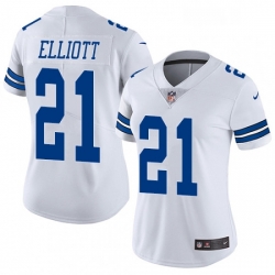 Womens Nike Dallas Cowboys 21 Ezekiel Elliott Elite White NFL Jersey