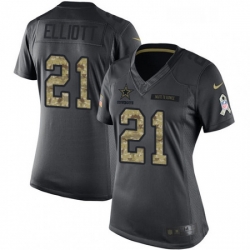 Womens Nike Dallas Cowboys 21 Ezekiel Elliott Limited Black 2016 Salute to Service NFL Jersey