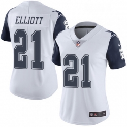 Womens Nike Dallas Cowboys 21 Ezekiel Elliott Limited White Rush Vapor Untouchable NFL Jersey