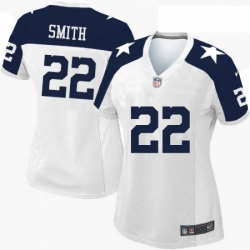 Womens Nike Dallas Cowboys 22 Emmitt Smith Game White Throwback Alternate NFL Jersey