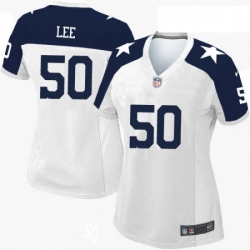 Womens Nike Dallas Cowboys 50 Sean Lee Elite White Throwback Alternate NFL Jersey