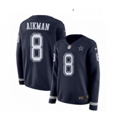 Womens Nike Dallas Cowboys 8 Troy Aikman Limited Navy Blue Therma Long Sleeve NFL Jersey