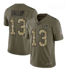 Cowboys #13 Michael Gallup Olive Camo Youth Stitched Football Limited 2017 Salute to Service Jersey