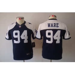 Nike Youth Dallas Cowboys #94 Ware Blue Limited Throwback NFL Jerseys