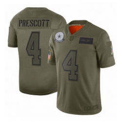 Youth Dallas Cowboys 4 Dak Prescott Limited Camo 2019 Salute to Service Football Jersey