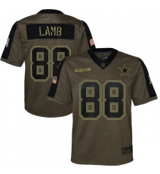 Youth Dallas Cowboys CeeDee Lamb Nike Olive 2021 Salute To Service Game Jersey