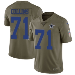 Youth Nike Cowboys #71 La el Collins Olive Stitched NFL Limited 2017 Salute to Service Jersey