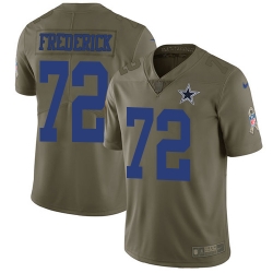 Youth Nike Cowboys #72 Travis Frederick Olive Stitched NFL Limited 2017 Salute to Service Jersey