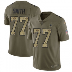 Youth Nike Cowboys #77 Tyron Smith Olive Camo Stitched NFL Limited 2017 Salute to Service Jersey