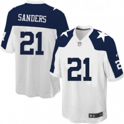 Youth Nike Dallas Cowboys 21 Deion Sanders Elite White Throwback Alternate NFL Jersey