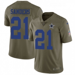 Youth Nike Dallas Cowboys 21 Deion Sanders Limited Olive 2017 Salute to Service NFL Jersey