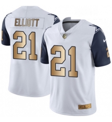 Youth Nike Dallas Cowboys 21 Ezekiel Elliott Limited WhiteGold Rush NFL Jersey