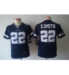 Youth Nike Dallas Cowboys 22 E.SMITH Blue Color Limited Jerseys