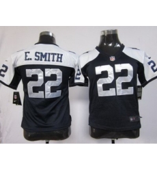 Youth Nike Dallas Cowboys 22 E.SMITH Blue Thankgivings Nike NFL Jerseys