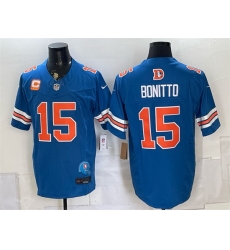 Men Denver Broncos 15 Nik Bonitto Blue F U S E With 2 Star C Patch Throwback Vapor Limited Stitched Football Jersey Men Denver Broncos 15 Nik Bonitto Blue F U S E With 2 Star C Patch Throwback Vapor Limited Stitched Football Jersey