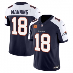 Men Denver Broncos 18 Peyton Manning Navy 2024 F U S E  With 4 Star C Patch Vapor Limited Stitched Football Jersey